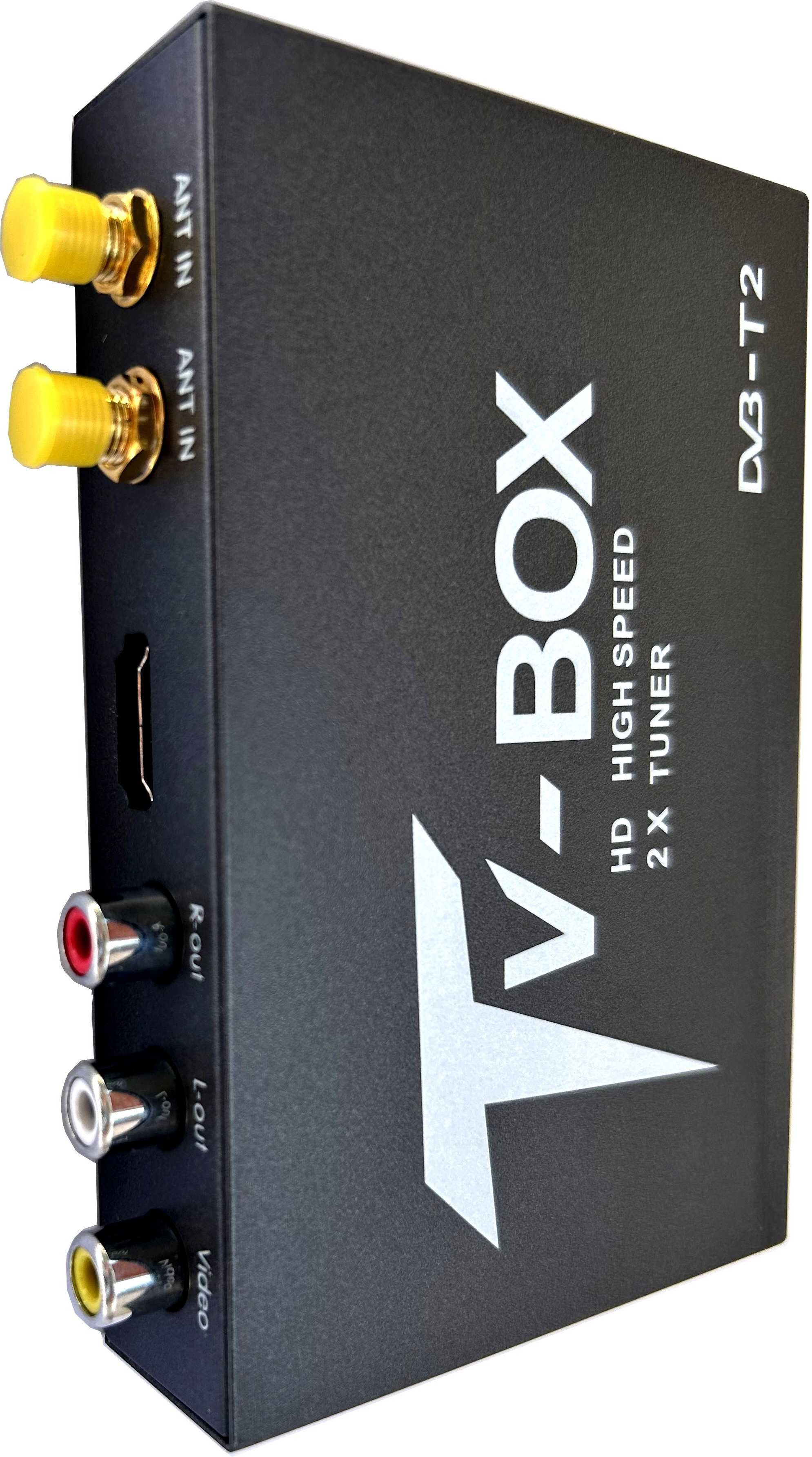 Tuner Cyfrowy Samochodowy TV DVB-T2 H.265 HEVC HDMI 2x antena 12V 24V
