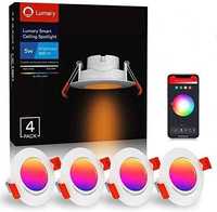 4szt Lampy oczka sufitowe RGB +Biały Smart WiFi Aplikacja muzyka sceny