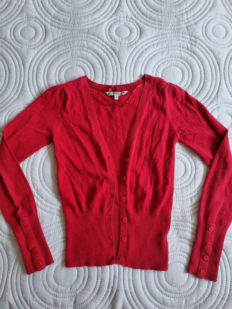 Czerwony sweter na guziki, Clockhouse C&A, rozmiar S