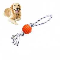 Zabawka dla psa piłka na sznurku szarpak gryzak