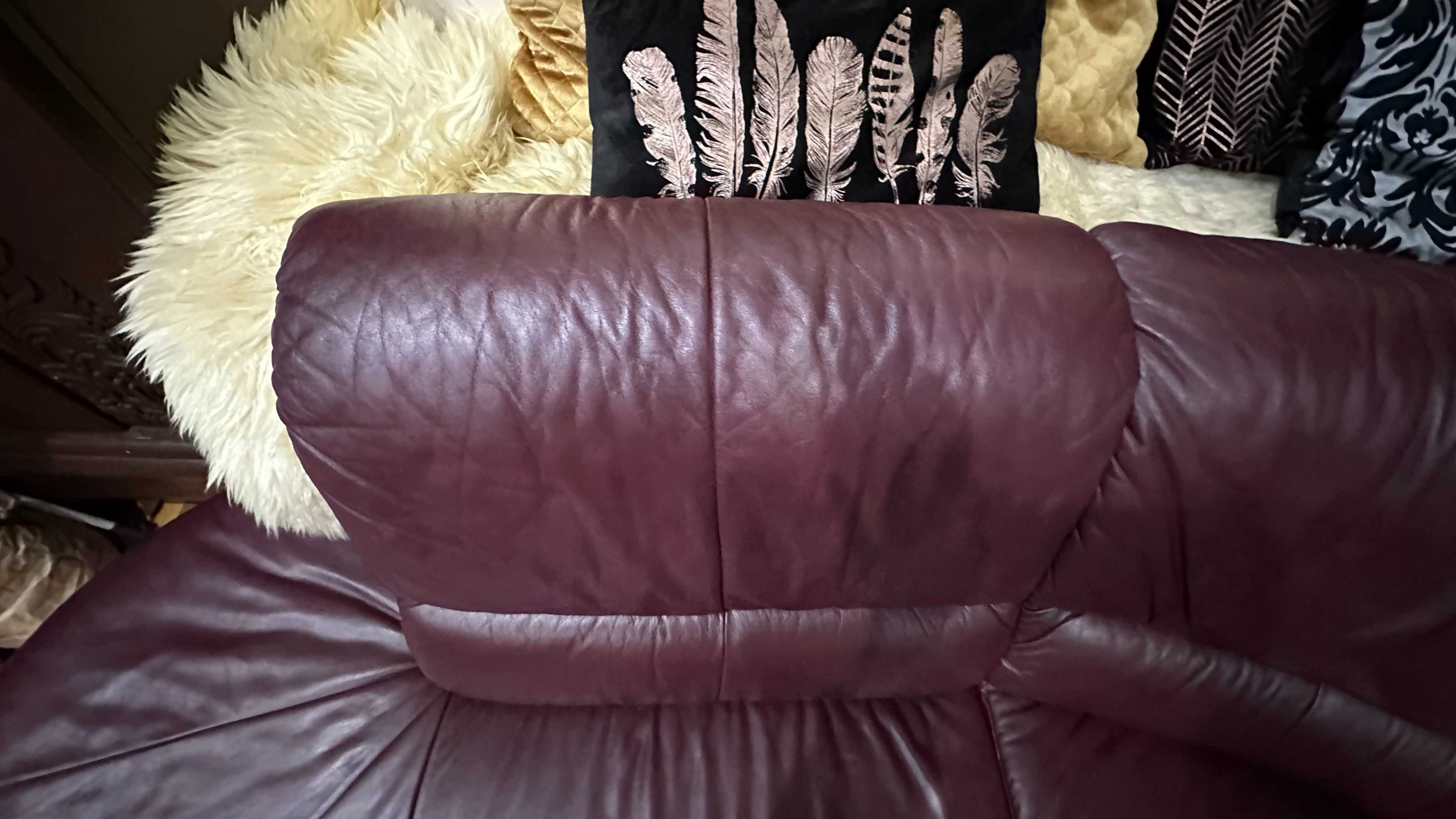 Kanapa Rogówka skórzana z fotelem