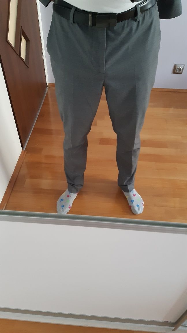 Garnitur męski casual szary H&M, skinny fit L, slim fit M