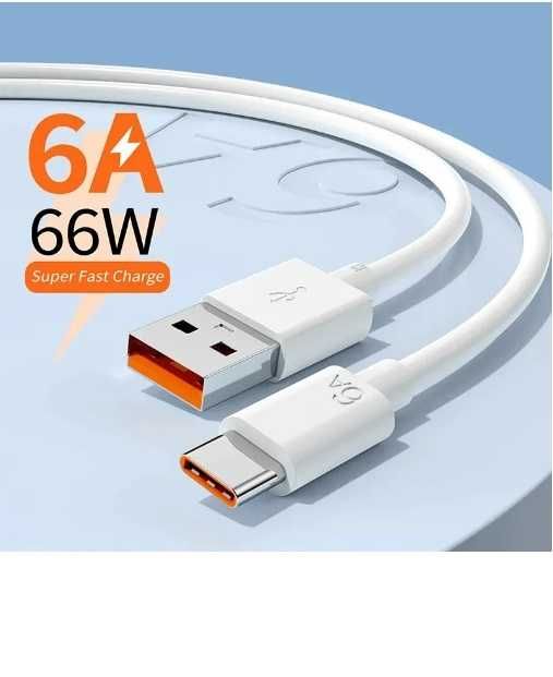 Kabel USB-C  66W 6A do Ładowania HUAWEI SuperCharge - biały | 1m!