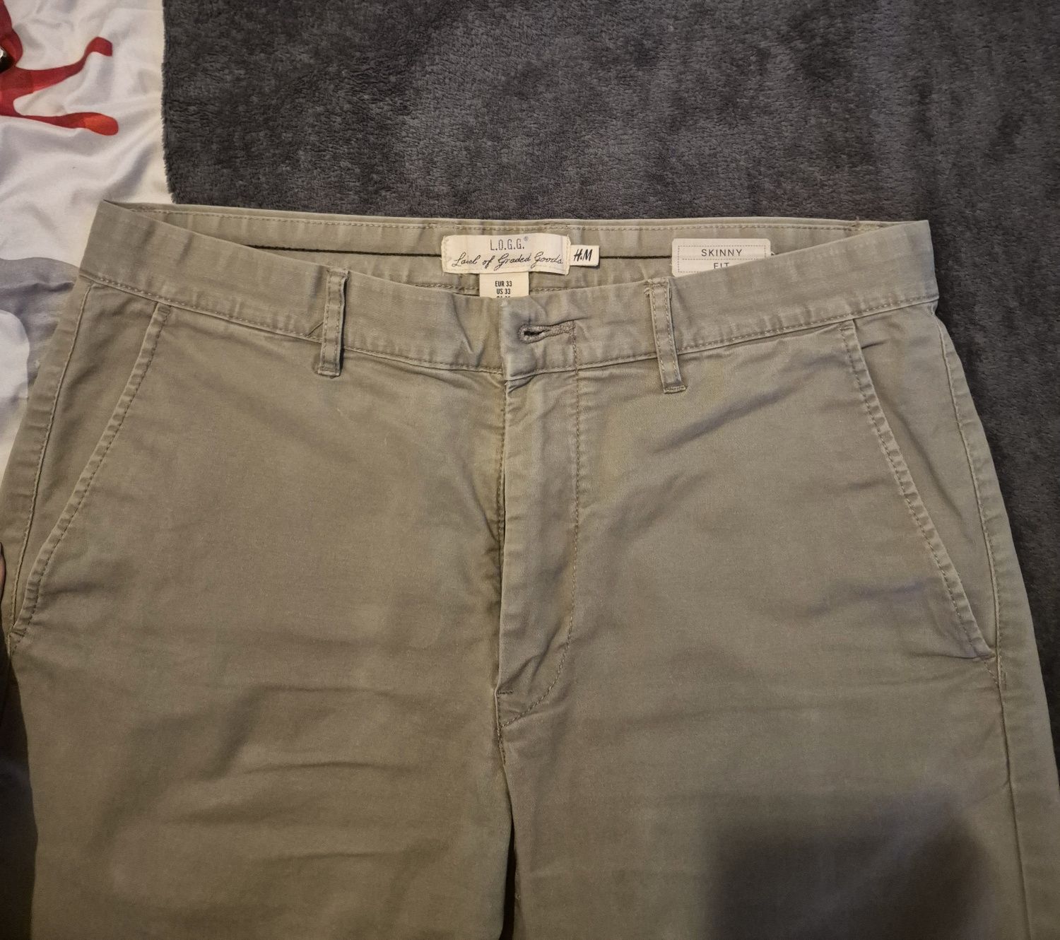 Spodnie męskie beżowe khaki H&M 98% bawełna