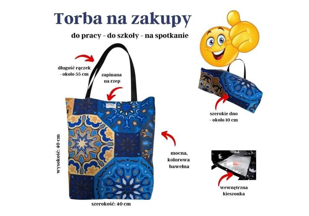 Torba siatka na zakupy – Hiszpańska Niebieska Mozaika