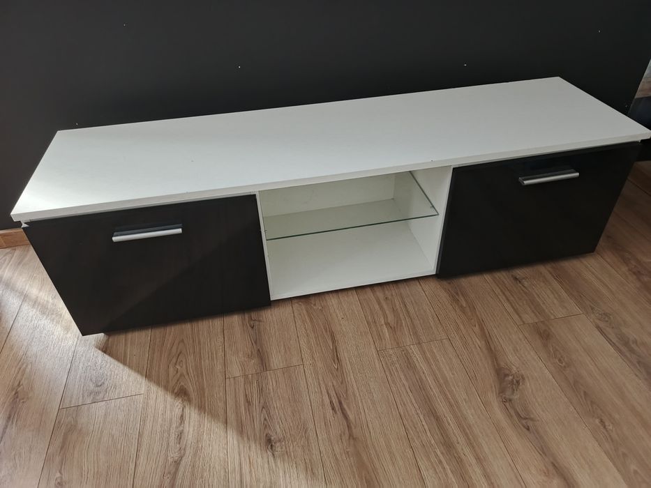 Szafka rtv biało czarna połysk 150/40/42