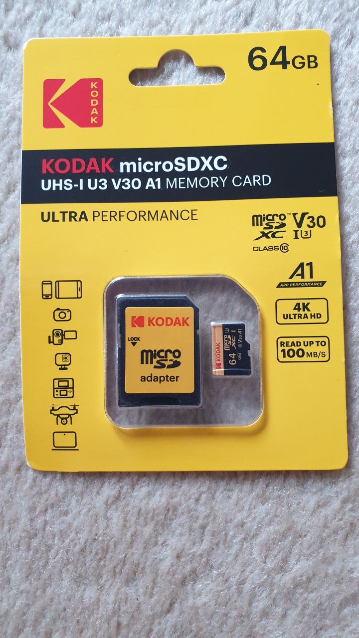 Karta micro SD kodak 64gb PERFORMANCE nowa 
Ultra PERFORMANCE