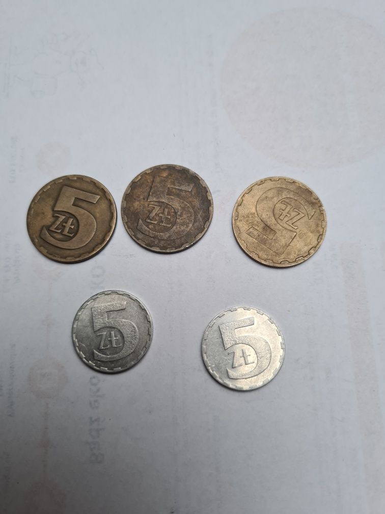Monety obiegowe 5 zł  z przed denominacji zestaw