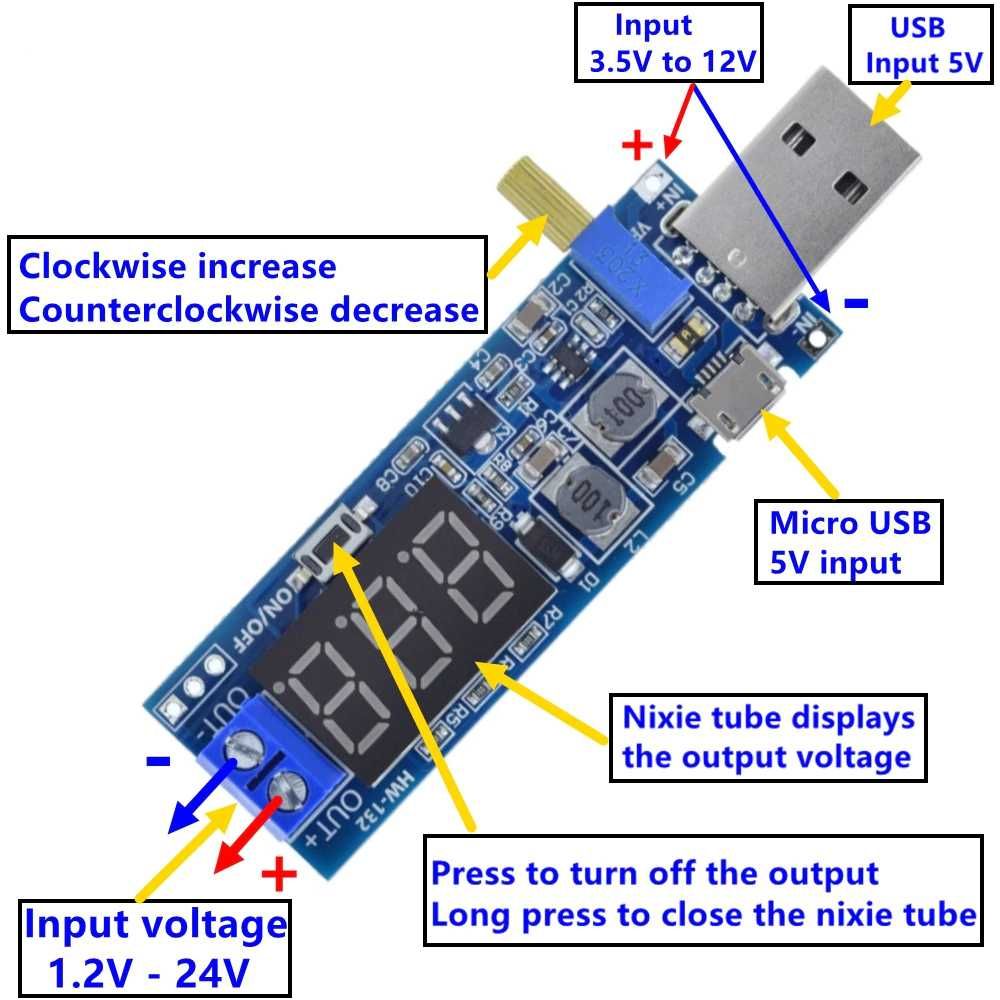 XY-UP 3W понижающий / повышающий USB DC-DC 5v to 3.3V 9V 12V 24V