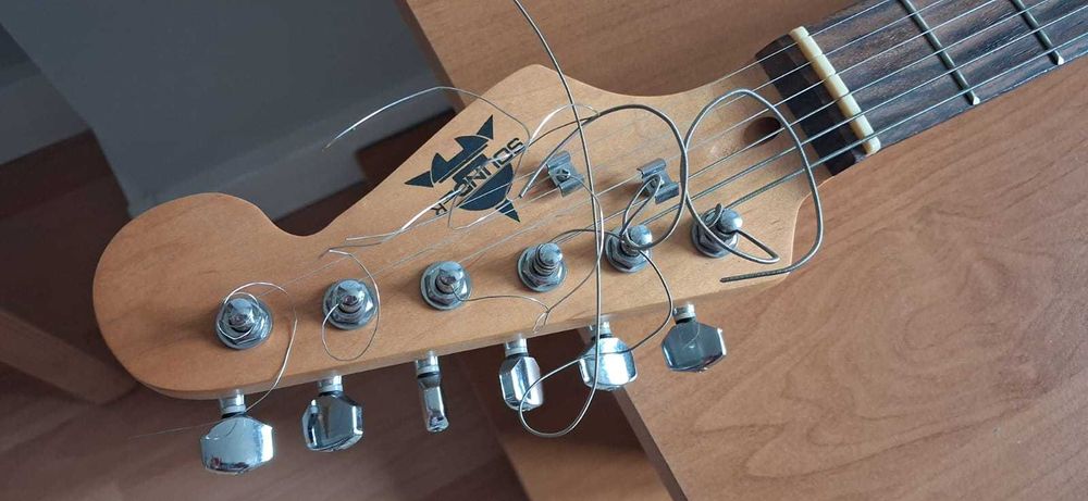 Gitara elektryczna Sounder, kabel, piec, pokrowiec