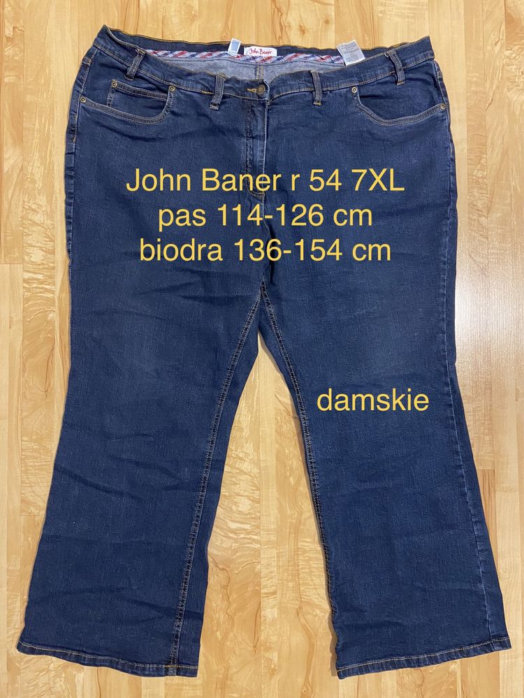 John Baner granatowe 54 7XL spodnie damskie jeasny dżinsy Vintage