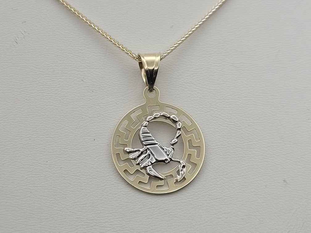 Nowy złoty łańcuszek złoto próby 585, znak zodiaku Skorpion, 50 cm