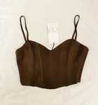 crop top gorset satynowy Zara nowy z metkami brąz satyna 97% wiskoza