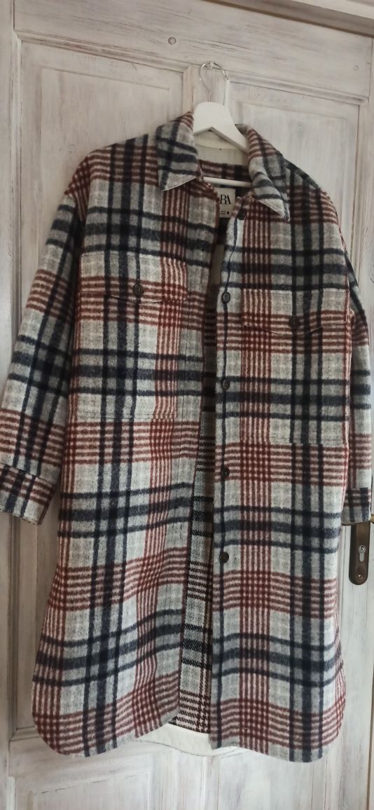 Płaszcz Zara oversize krata S M L