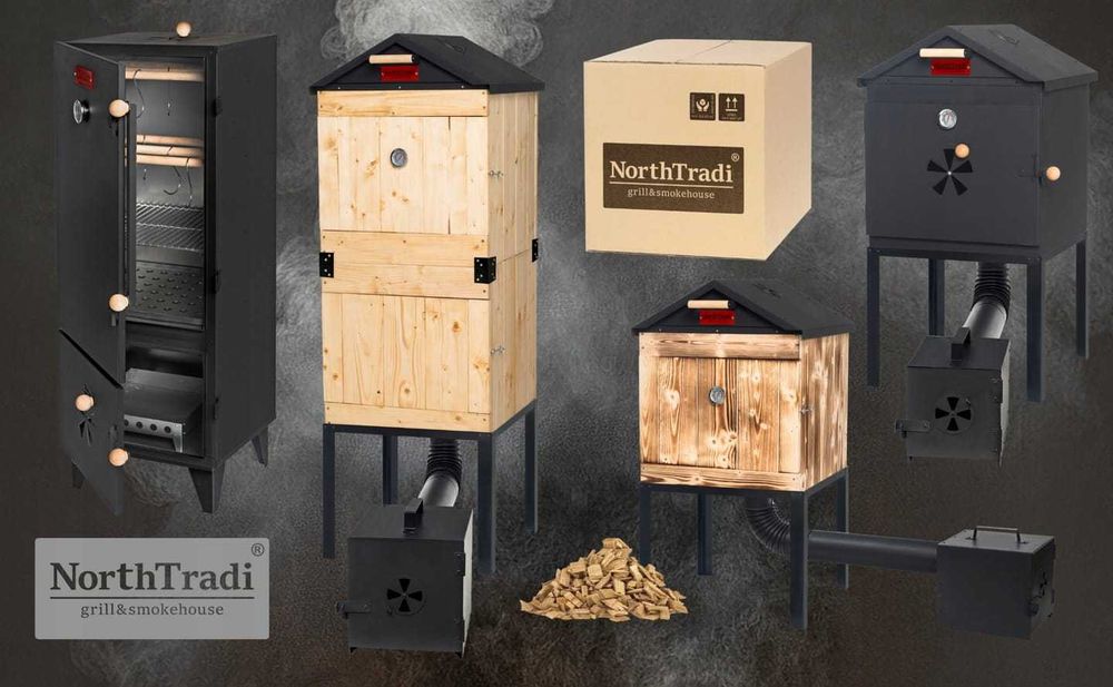 Wędzarnia Ogrodowa Domowa Drewniana Zestaw Palenisko Met. Dach Wędzok