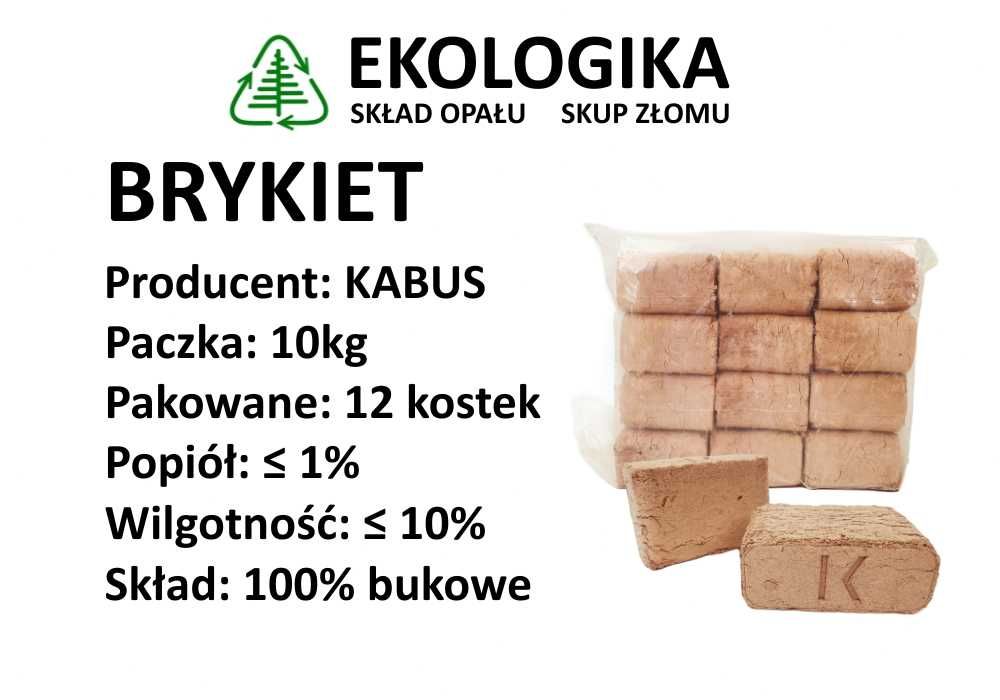 Brykiet BUKOWY 12kostek - 10kg RUF 100% drewno bukowe Głogówek