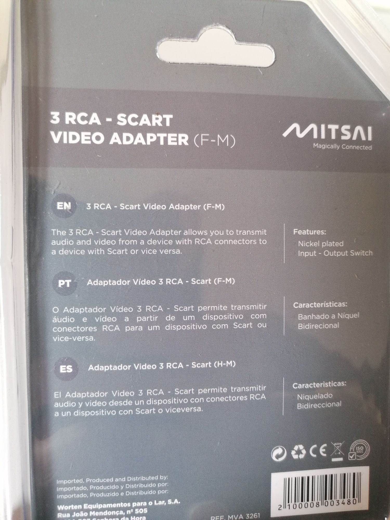 Adaptador Vídeo MITSAI 3RCA - Scart (F-M)