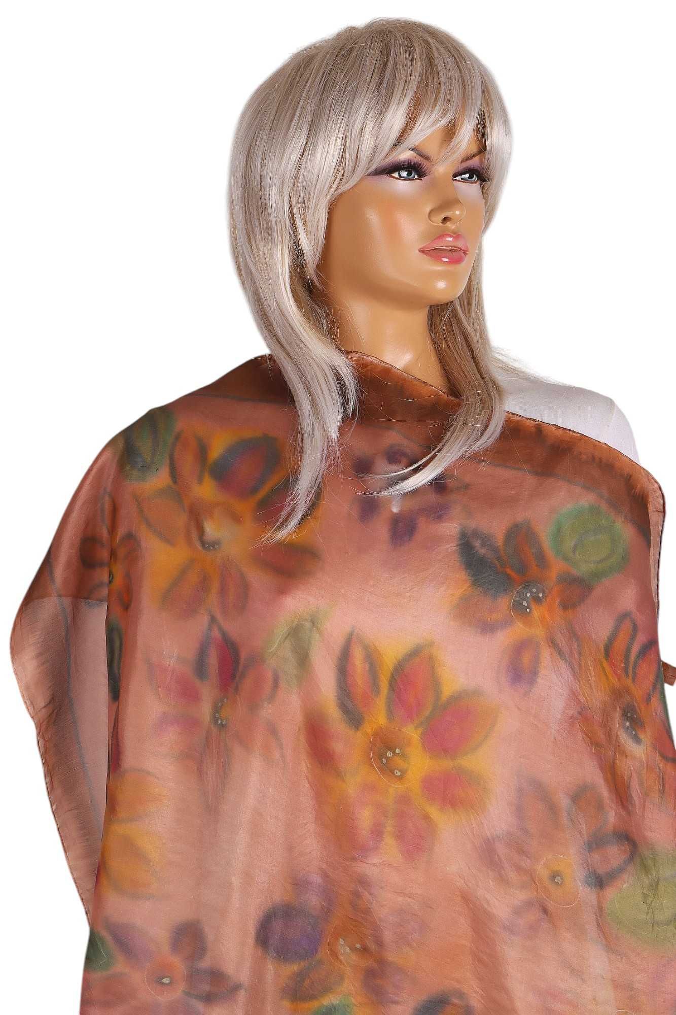 B-6135 IDEEN SEIDE jedwabna chusta apaszka malowana mgiełka silk 89x86
