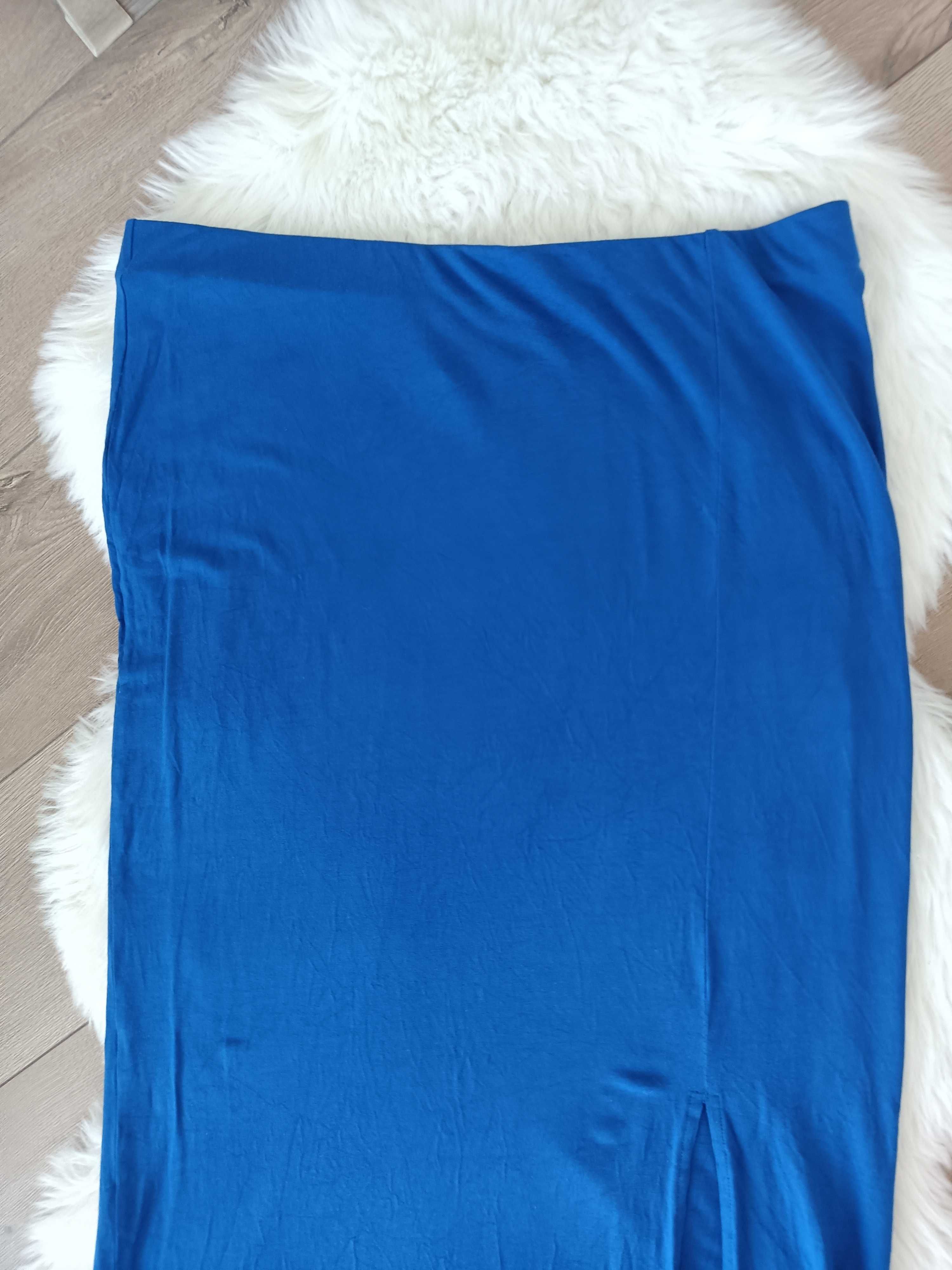 piękna chabrowa spódnica z rozcięciem L XL