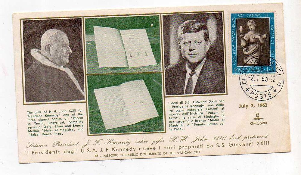 Koperta Watykan 1963 Dary Jana XXIII dla JFK