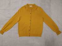 Żółty musztardowy zapinany wełniany sweter Boden 42 jak nowy
