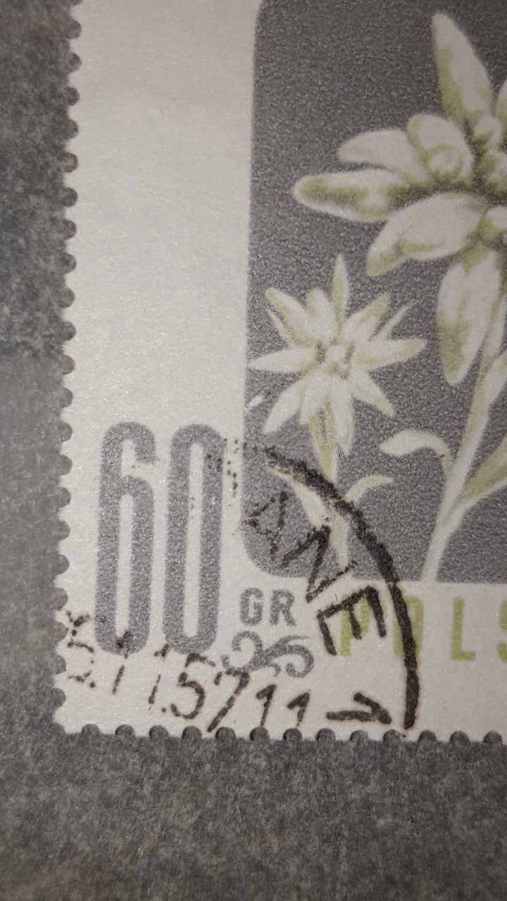 Znaczek pocztowy z usterką. Fi 878 z 1955 roku. Kasowany.