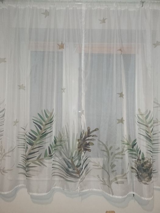 2 firany zimowe gałązki gwiazdki 133x164 cm