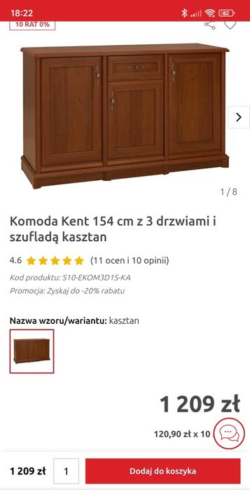 Komoda w kolorze kasztanowym