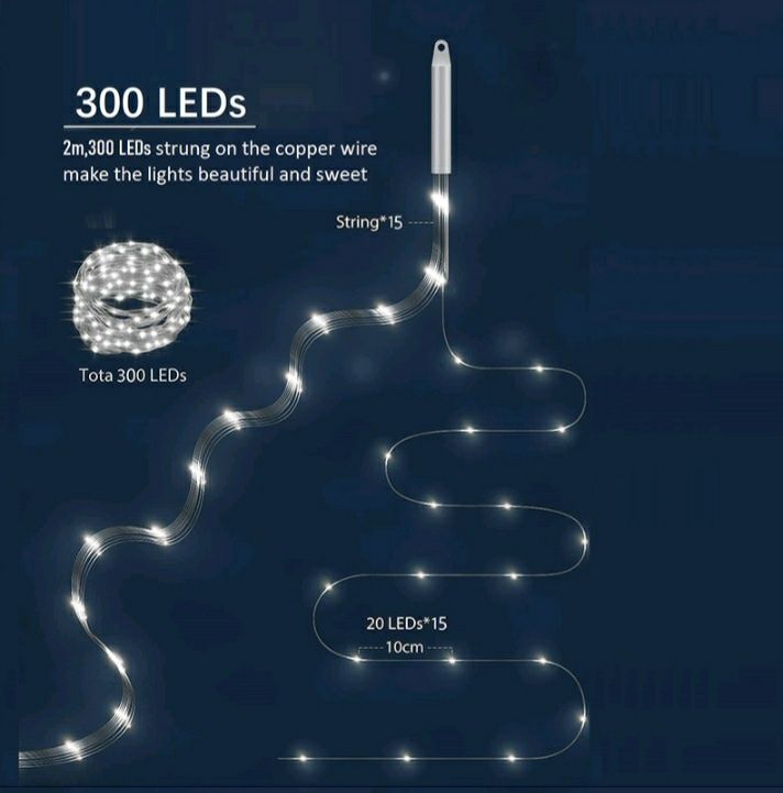 Світлодіодна гірлянда 300 LED нова