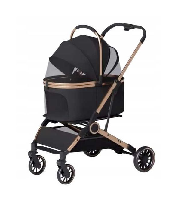 Wózek dla psa psów Różowe złoto gondola spacerówka składany do 20kg