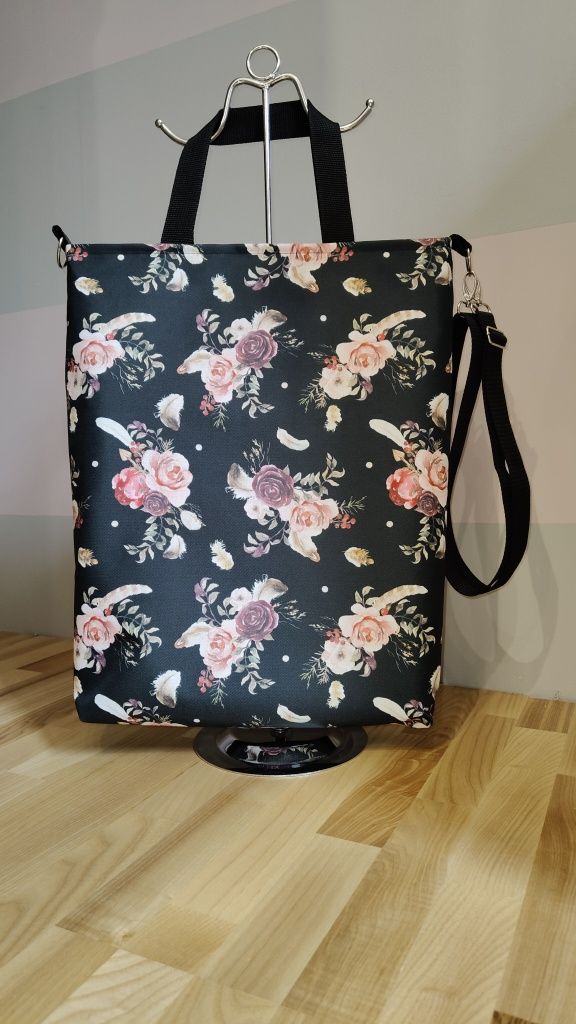 Torebka jednorożec i kwiaty torba z jednorożcem HandMade duża torba