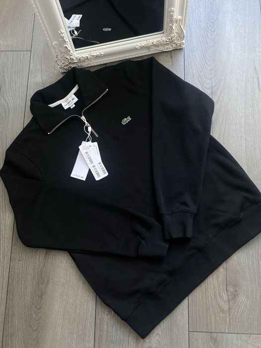 Кофта Lacoste, зипка полузамок 1/3, зип, чорна кофта лакосте