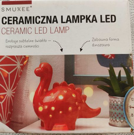 Ceramiczna lampka LED dinozaur