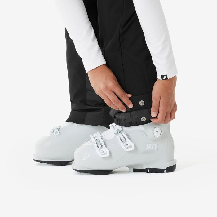 Calças de ski quentes e justas mulher, 500 preto