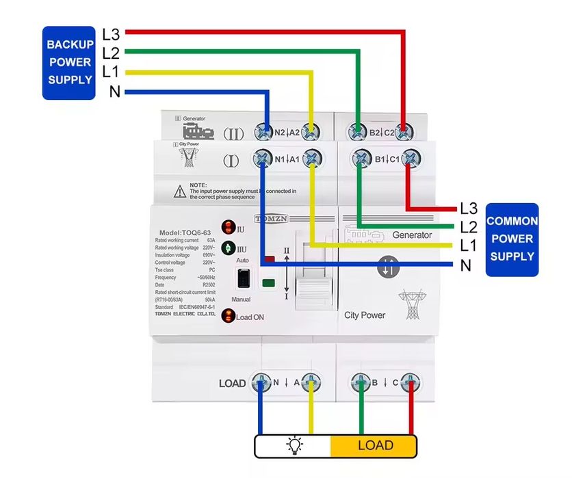 В наявності! АВР TOMZN avr  ибп 1ф 3ф 63а 2р 4р