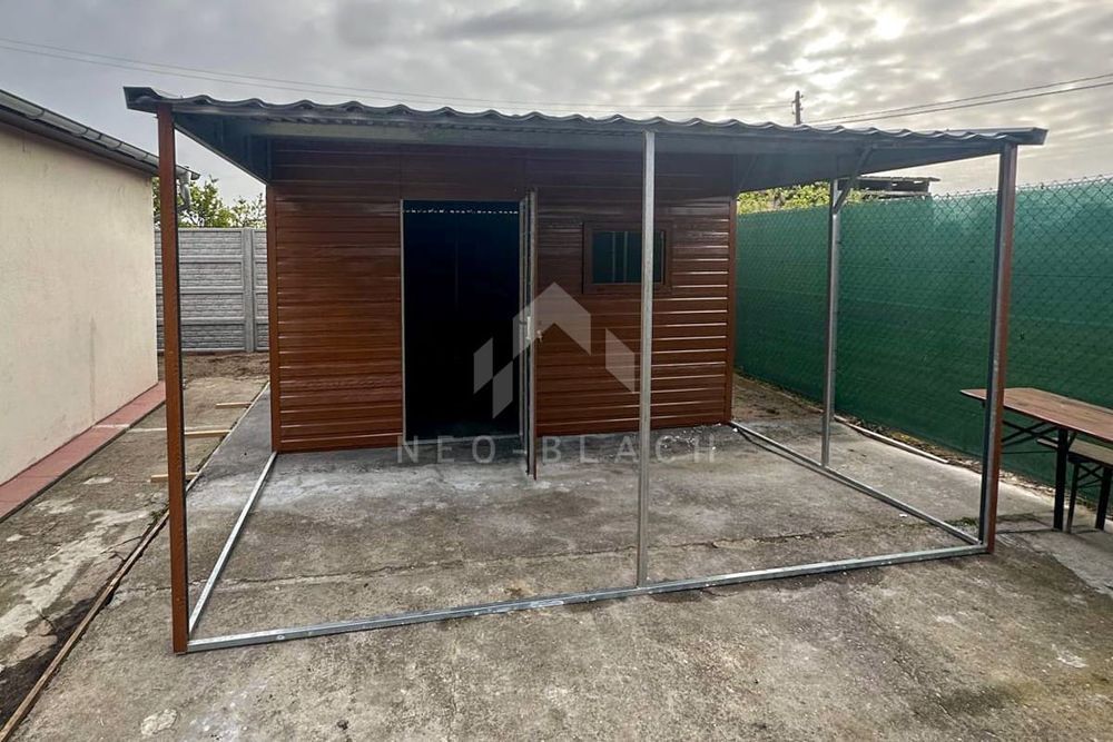 Schowek - Domek Ogrodowy 4X5M + Wiata Drzwi Okno Dwuspadowy Nb158