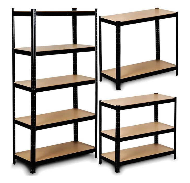 купити стелаж металевий, стеллаж металлический, чорний, МДФ 5 полиць