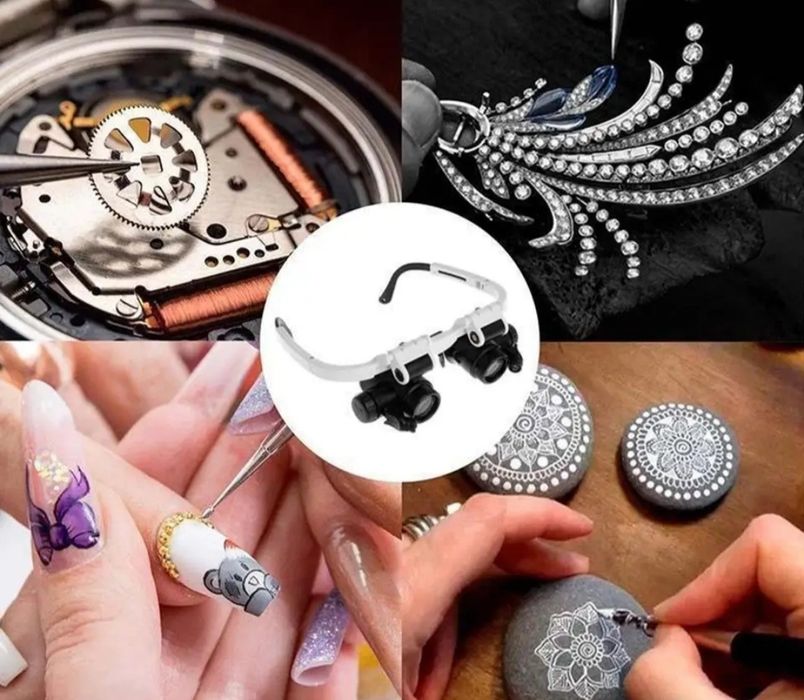 Бінокулярна лупа-окуляри 9892Н-3 з світлодіодним підсвічуванням