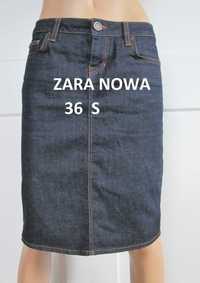 Zara dżinsowa spódniczka jeans bawełna granatowa S 36 jak NOWA