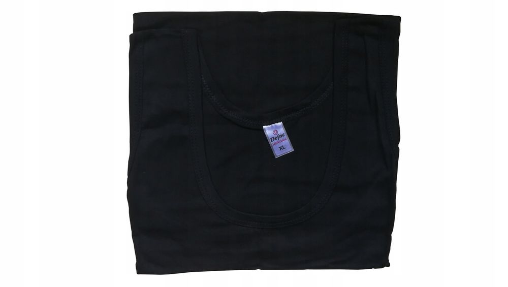 Podkoszulka Koszulka Męska 100% Bawełna Gładka Czarna Okrągły - 5Xl