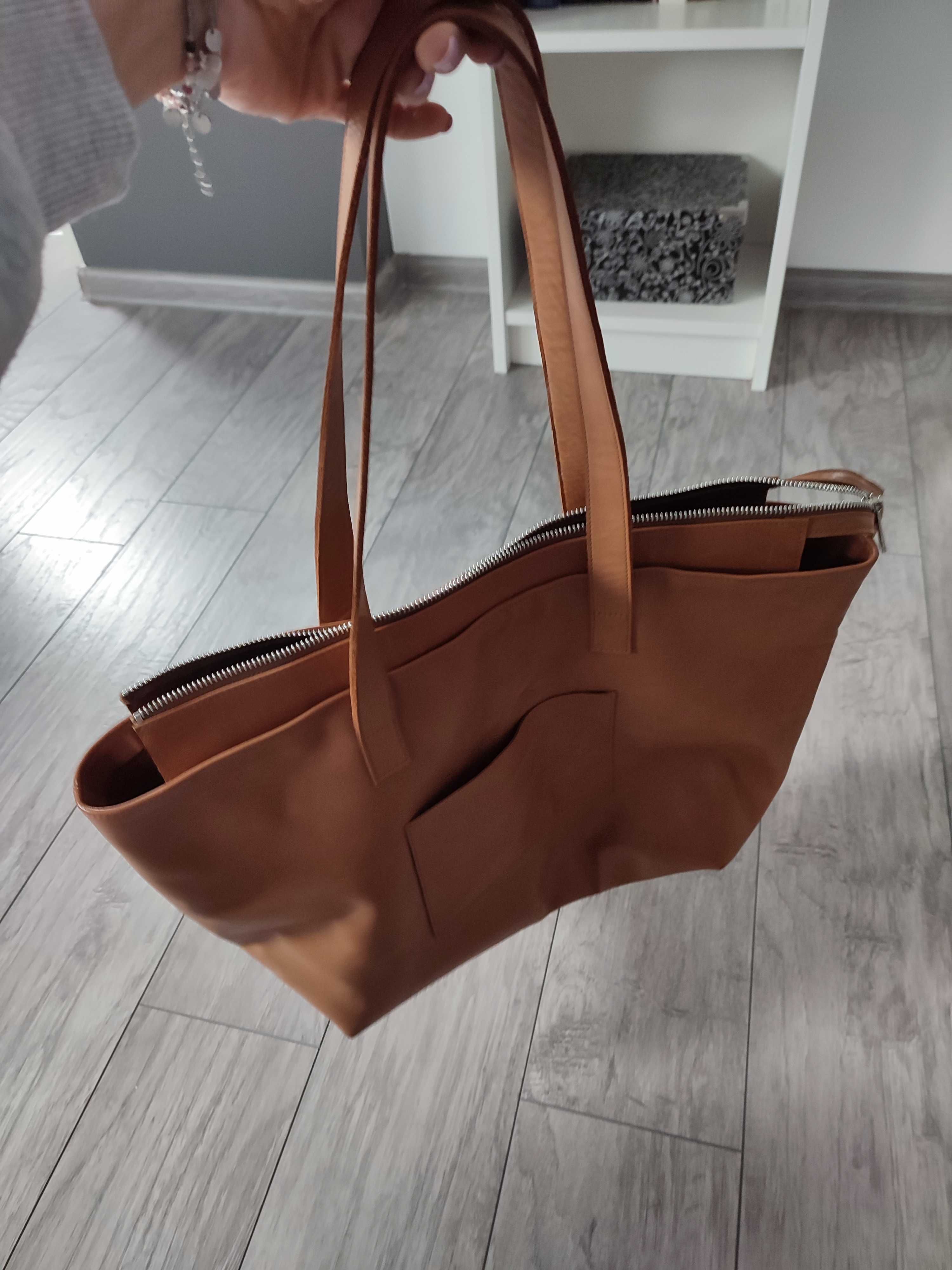 Torebka damska shopper brązowa a4