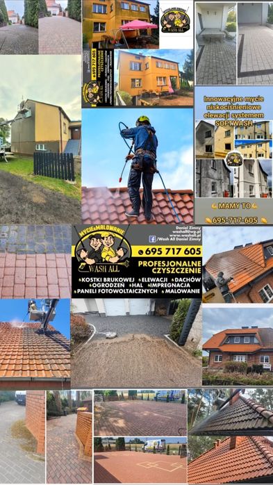 Mycie czyszczenie kostki brukowej elewacji hali dachów malowanie impre
