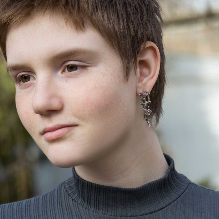 Сережки "Ханамі" (Сакура) срібло 925 ЮД Орінго