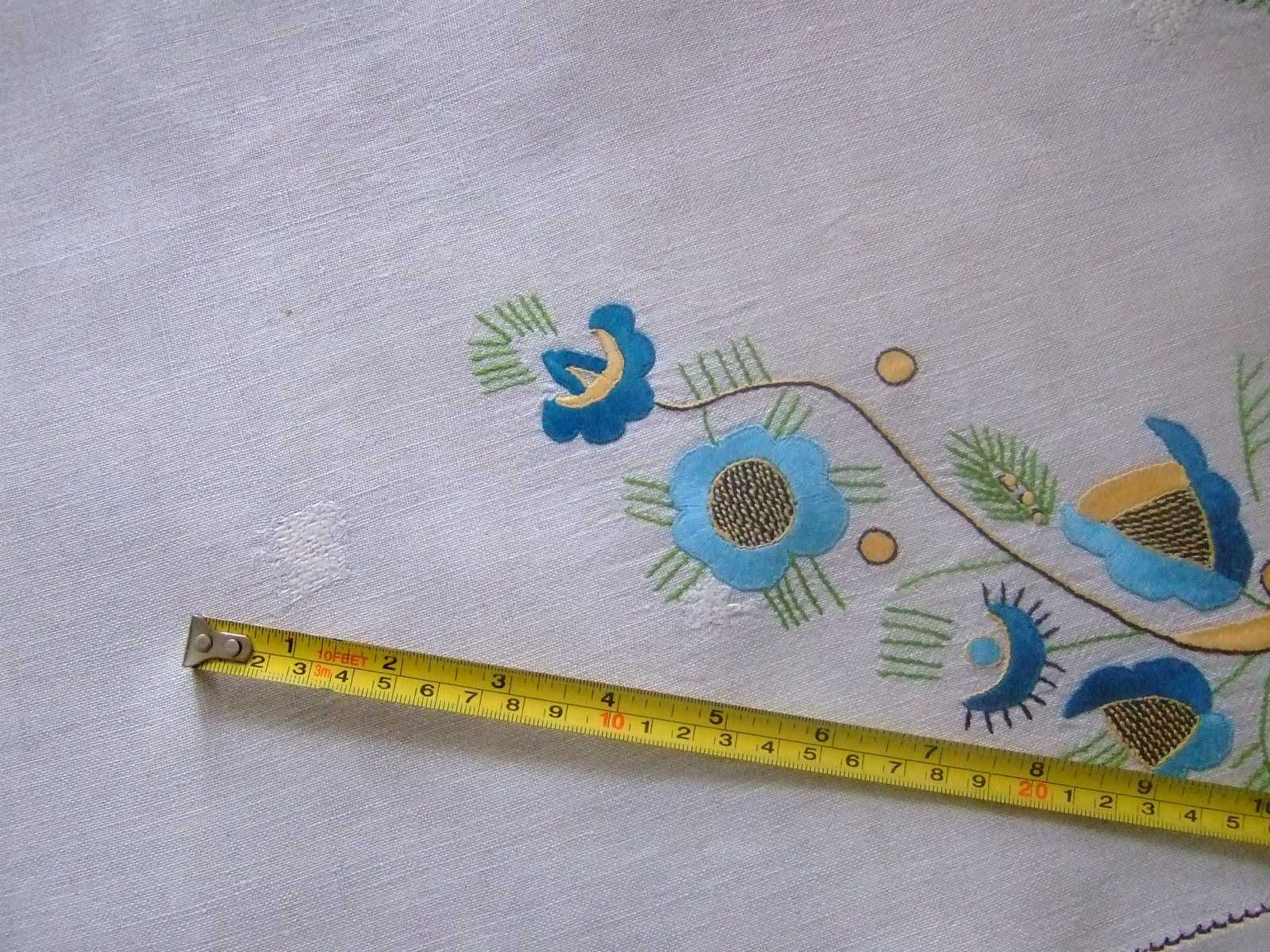 Serweta zasłonka lniana 72x124 cm len haft ręczny przedwojenna