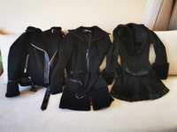 Czarny płaszcz x 2 + kurtka Zara S  36