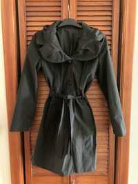 Płaszcz czarny szlafrokowy xs 34