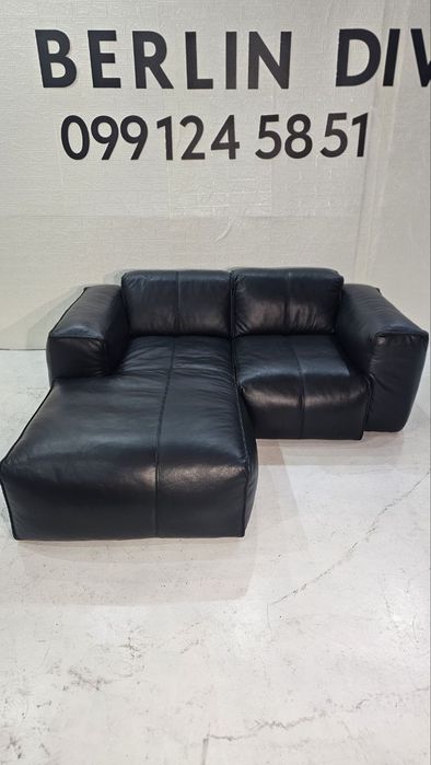 Шкіряний  чорний кутовий диван HUDSON. Німеччина.