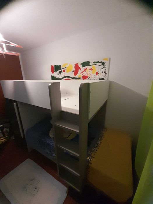 Beliche com armário integrado 2x90x190cm