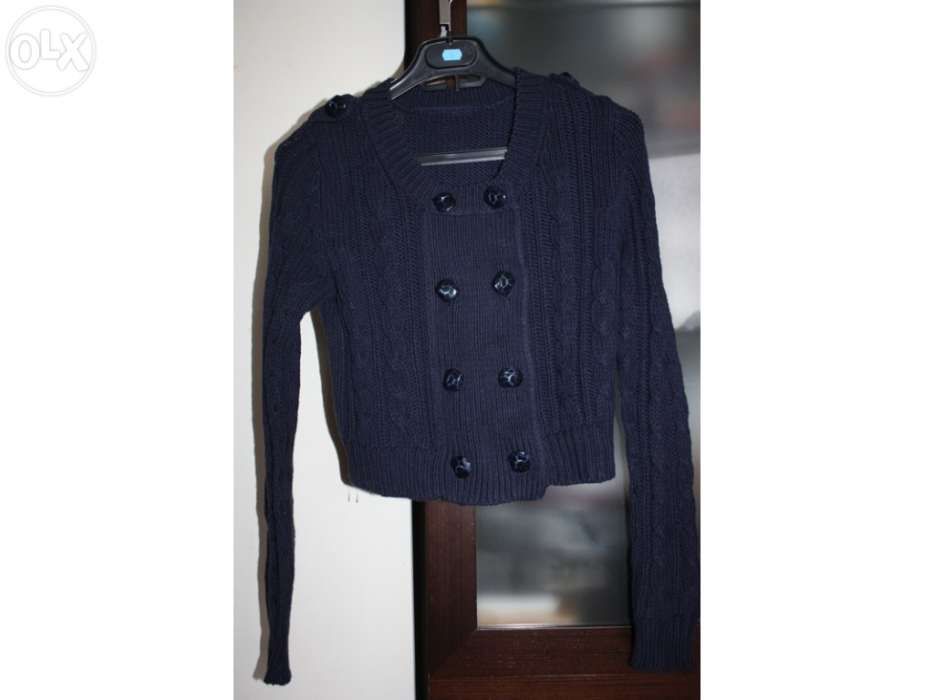 Casaco algodão e acrílico azul marinho ZARA tamanho S