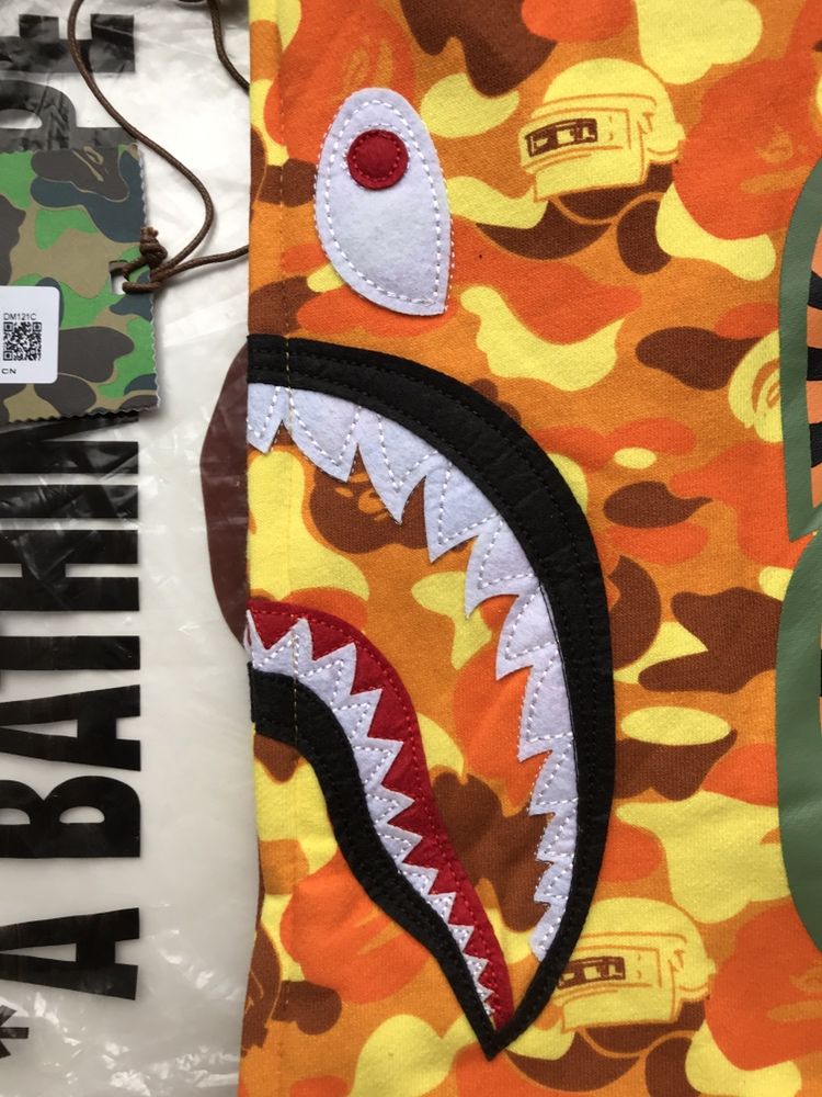 Hoodie bape pubg orange camo color full zip shark худи бейп